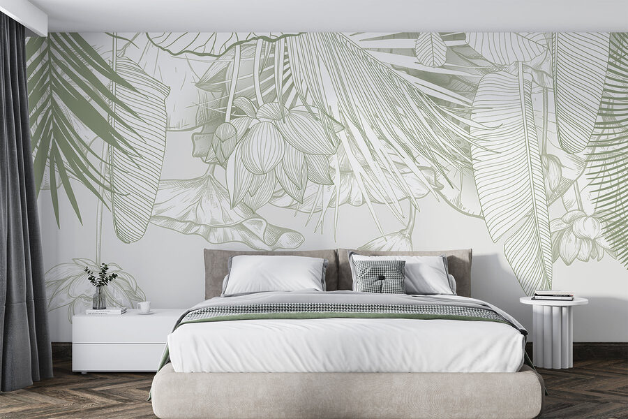 Delicate line art of tropical flora Delicate line art of tropical flora