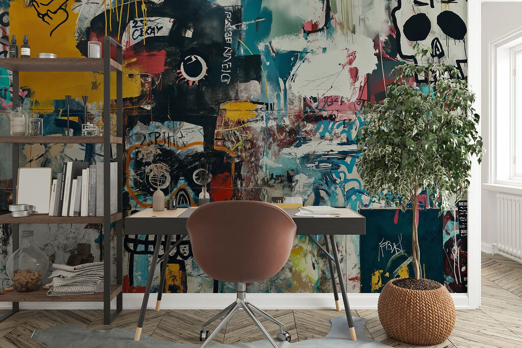 Wall with graffiti on it