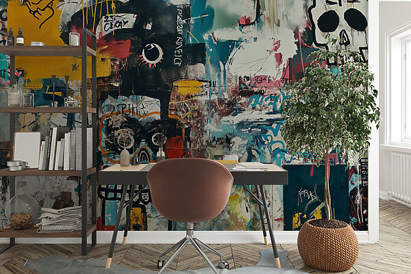 Wall with graffiti on it