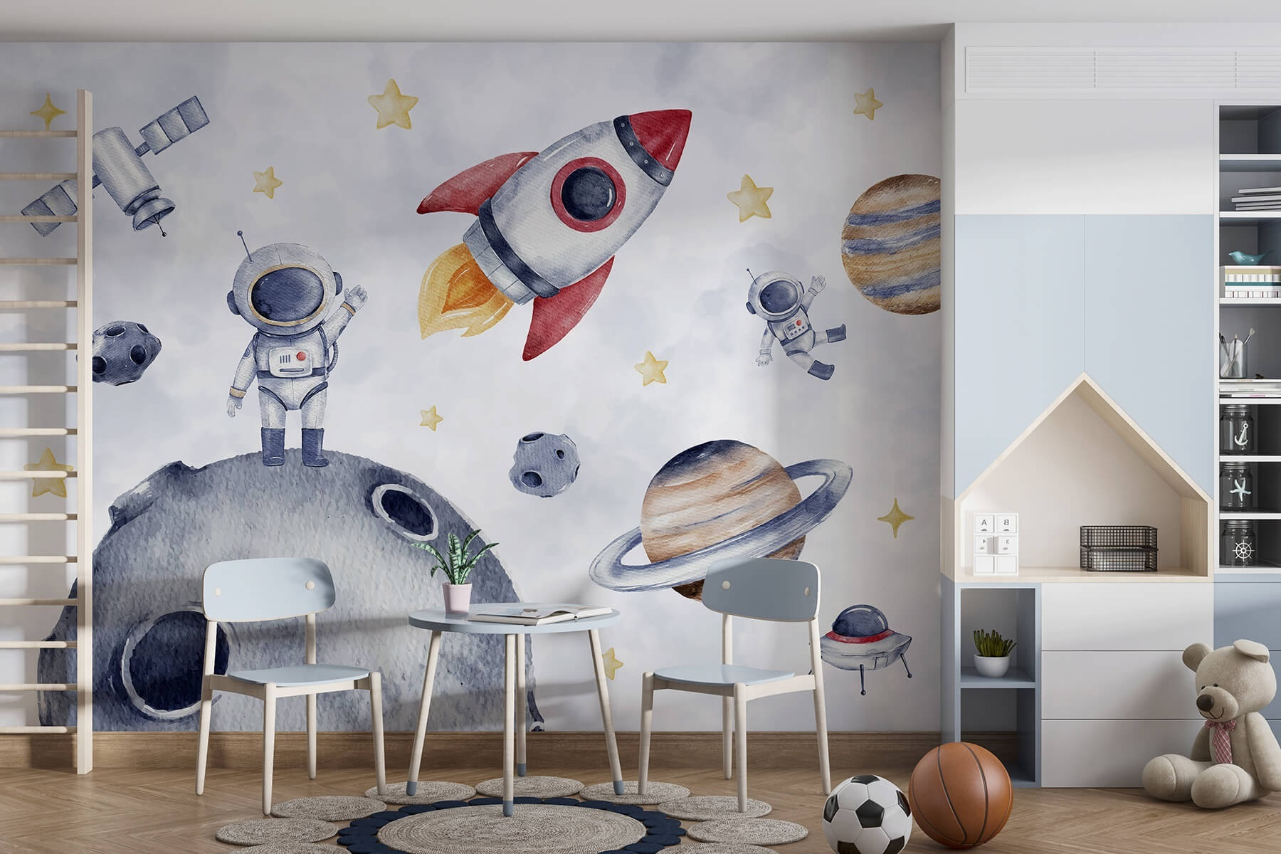 Watercolor of space objects