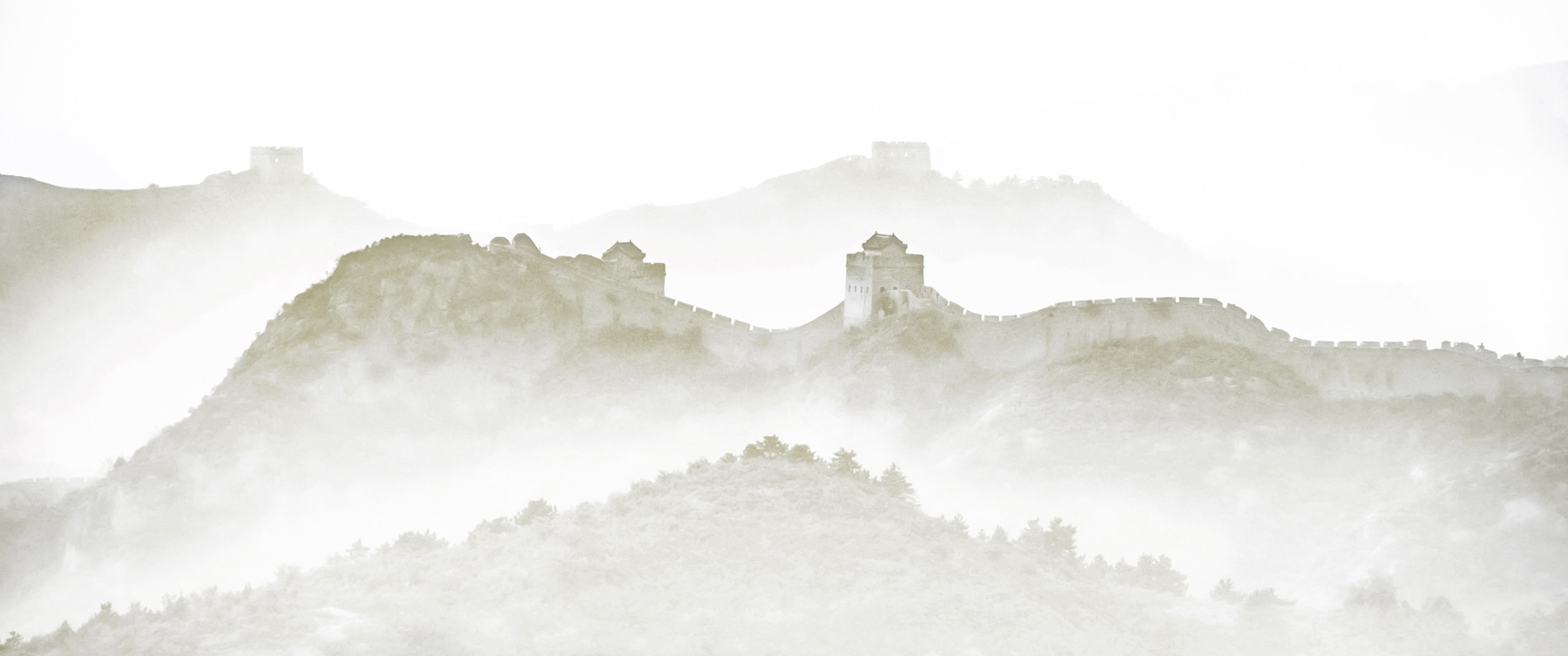 Wall on a hill with fog Wall on a hill with fog