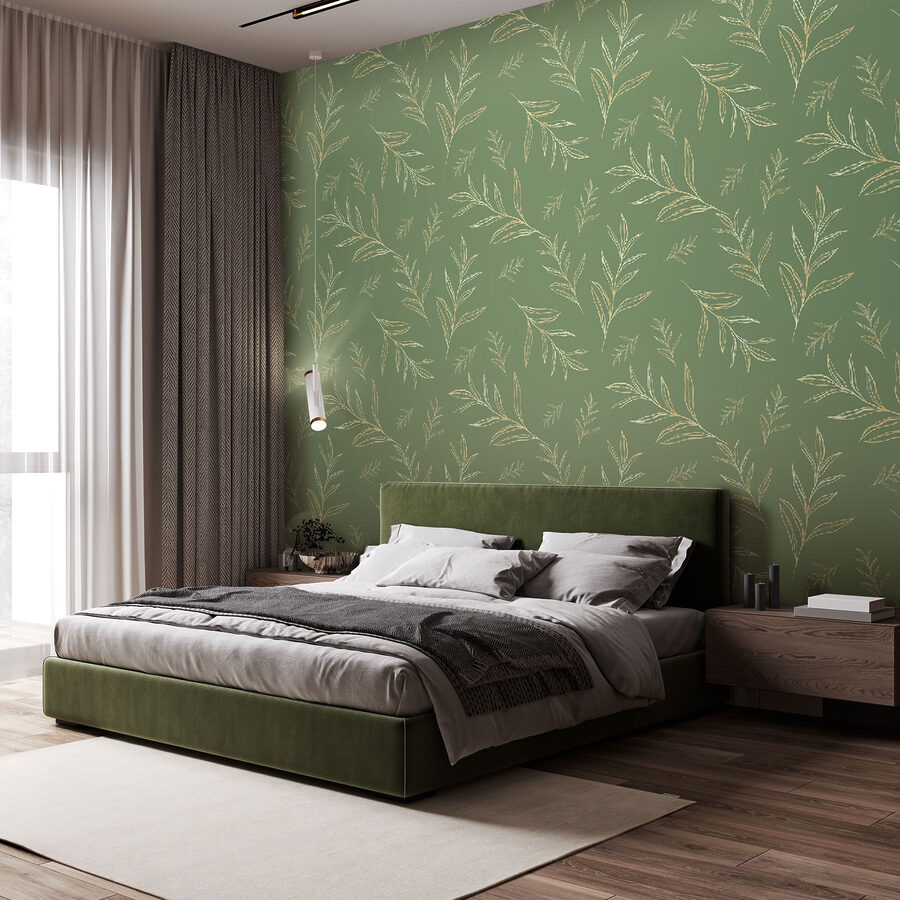 Pattern of leaves on a green background Pattern of leaves on a green background