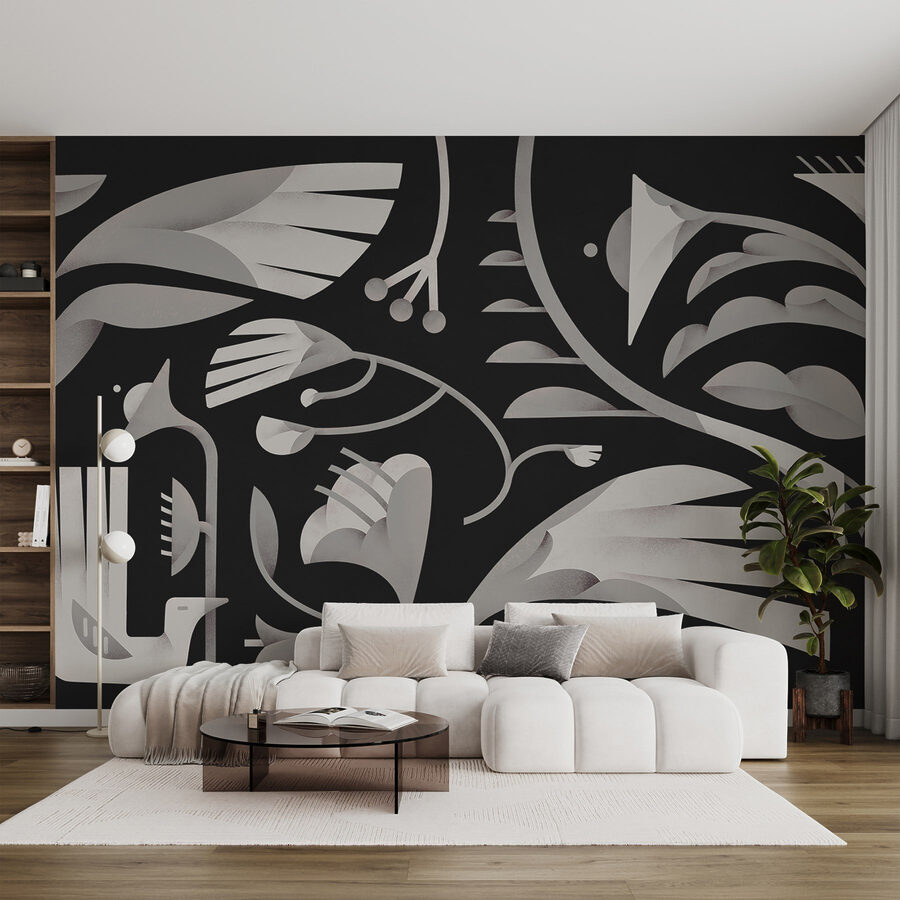 Black and white floral design Black and white floral design
