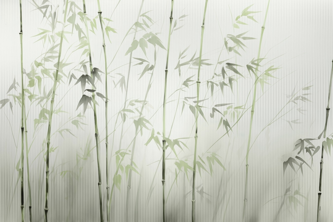 Bamboo stems with leaves painted on them Bamboo stems with leaves painted on them