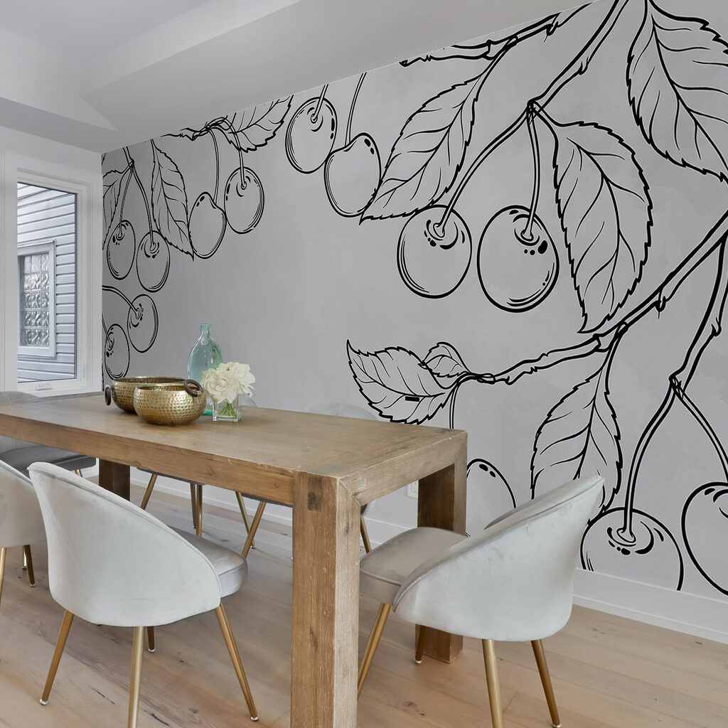 Drawing of cherries on a branch Drawing of cherries on a branch