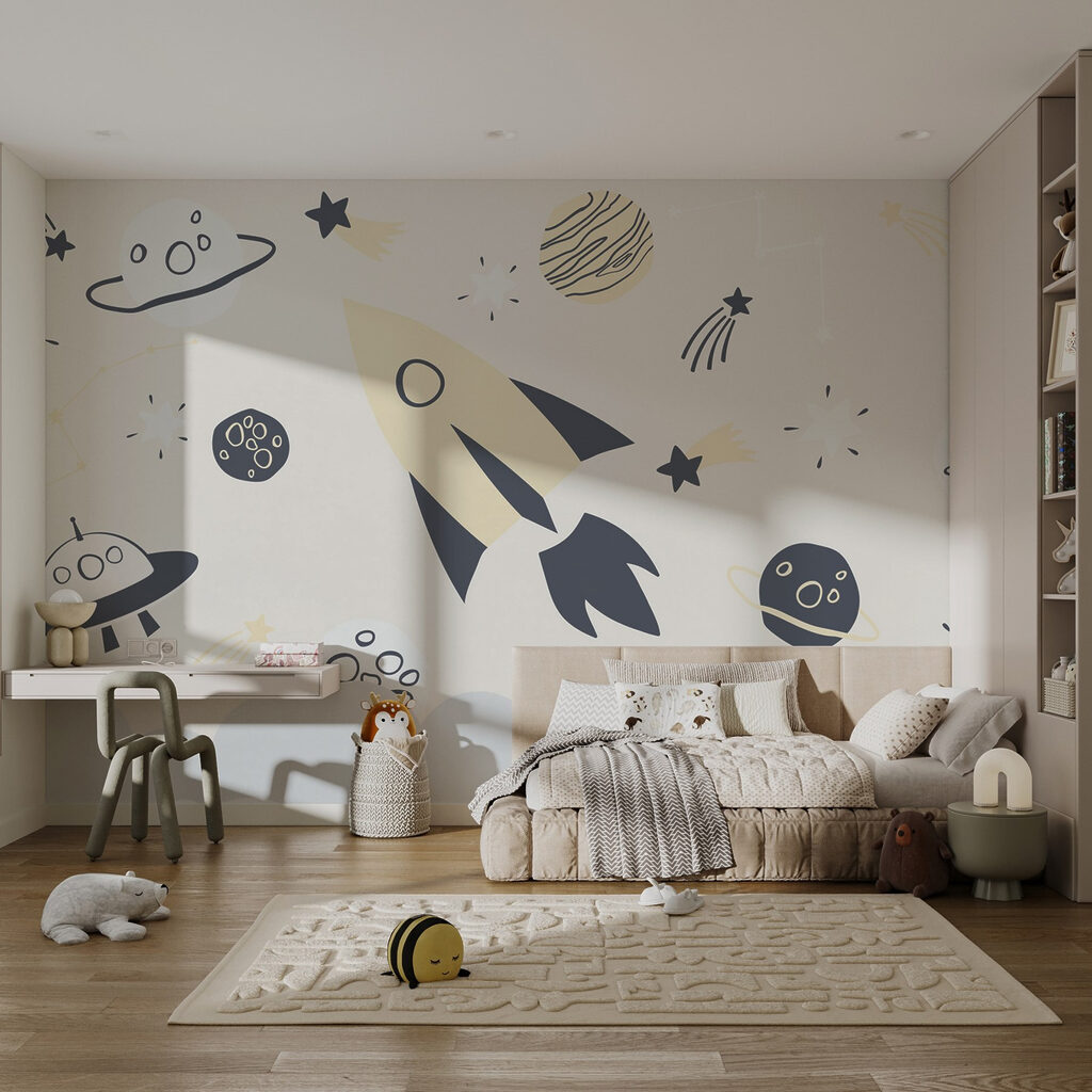 Rocket and planets in space Rocket and planets in space