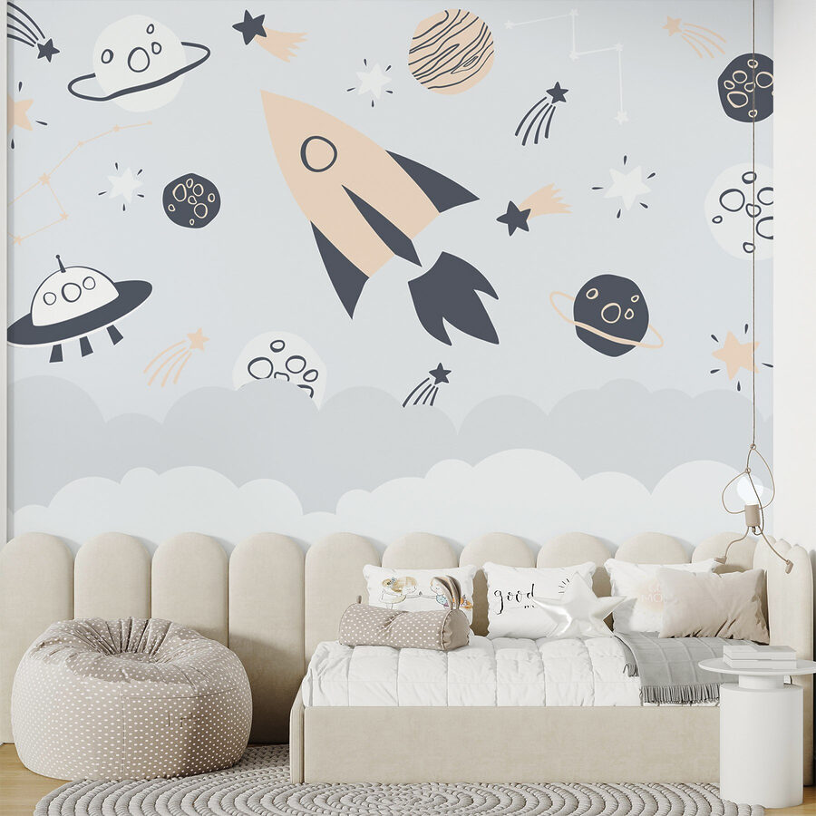 Rocket and planets in space Rocket and planets in space