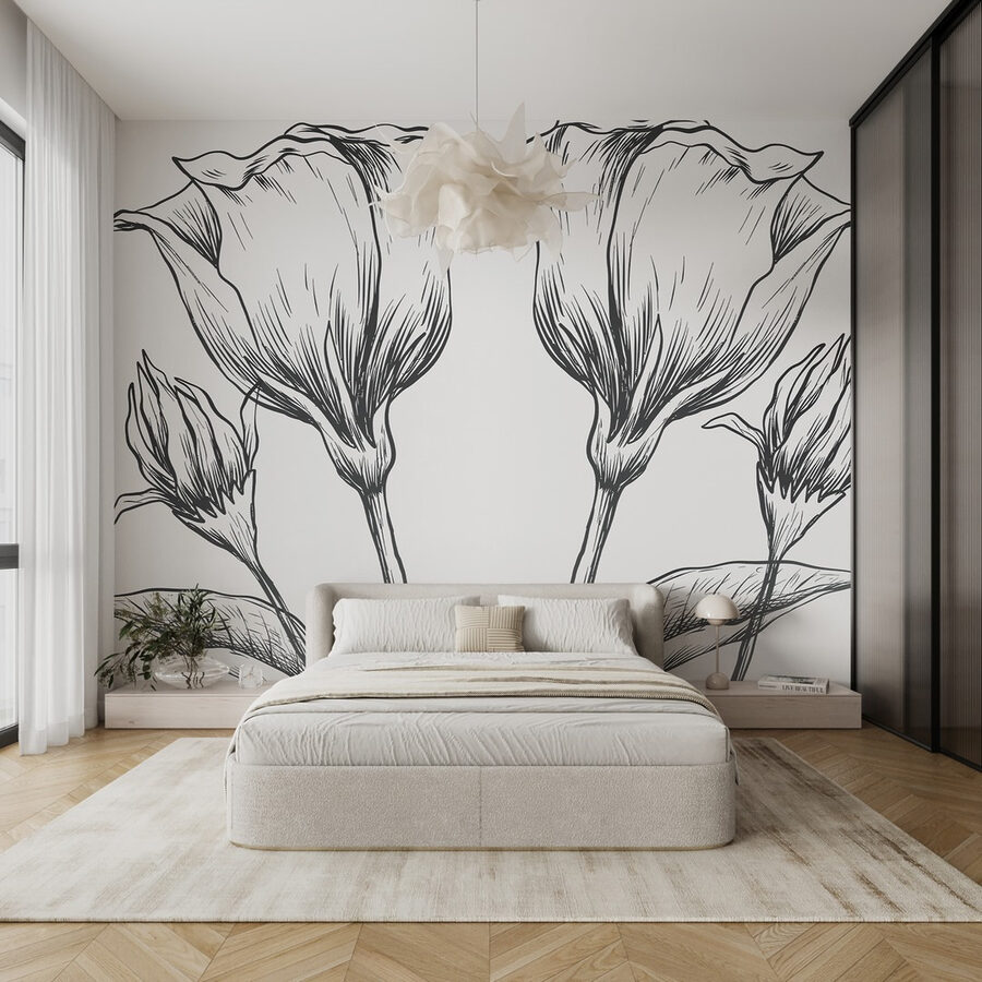 Drawing of flowers on a white background Drawing of flowers on a white background