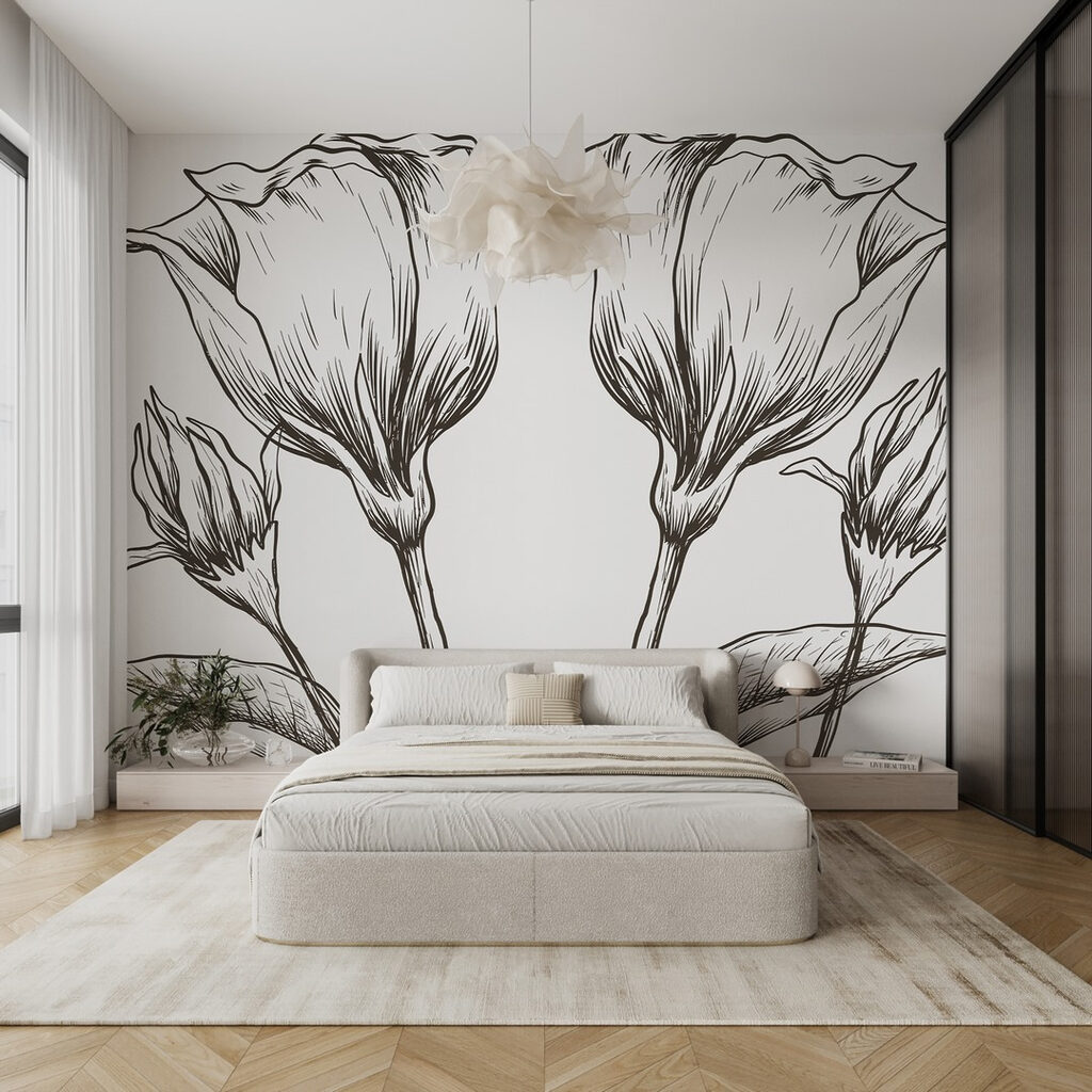Drawing of flowers on a white background Drawing of flowers on a white background