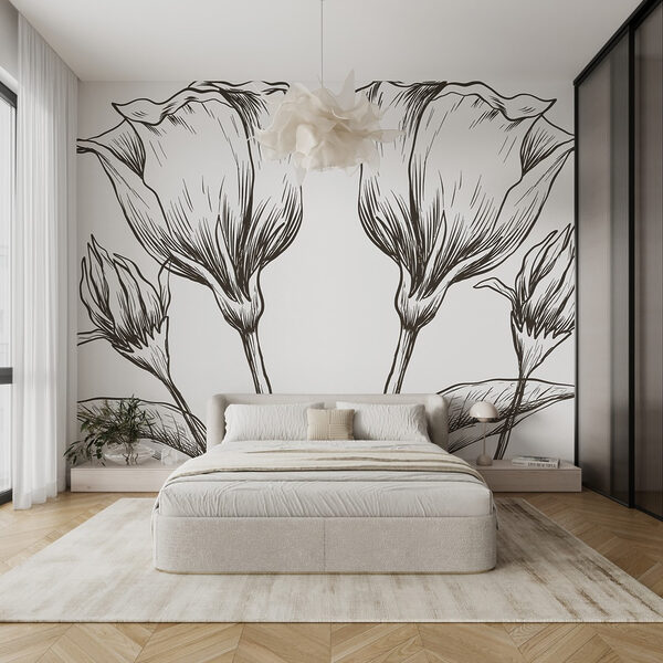 Drawing of flowers on a white background Drawing of flowers on a white background