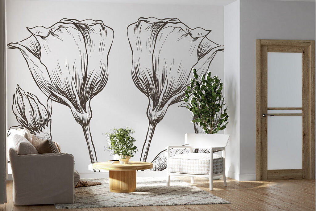 Drawing of flowers on a white background Drawing of flowers on a white background