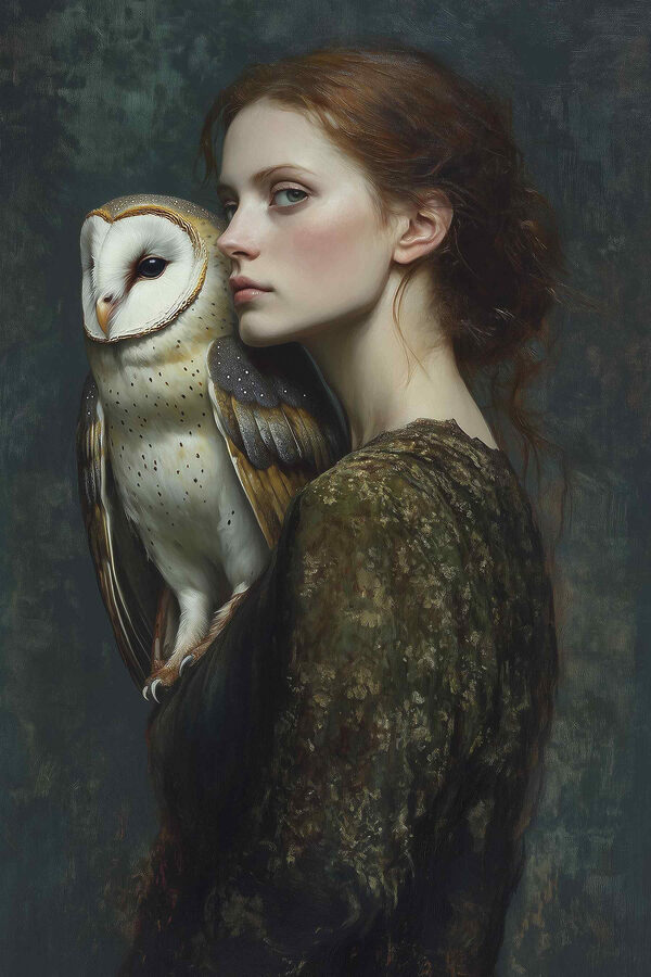 Woman holding an owl Woman holding an owl