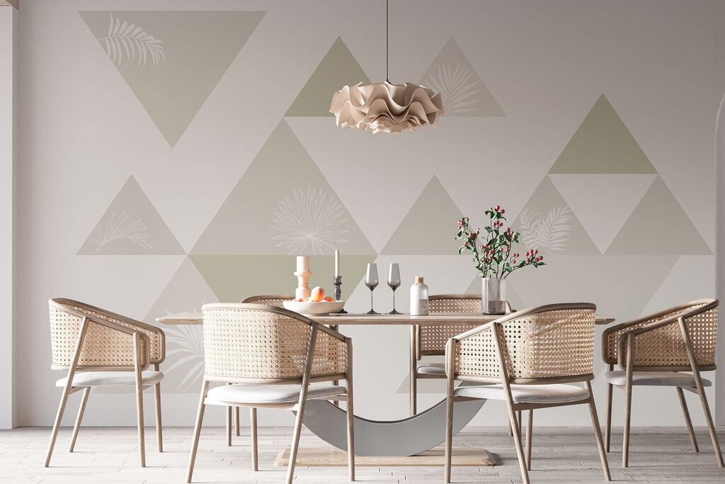 White and grey triangles with leaves White and grey triangles with leaves