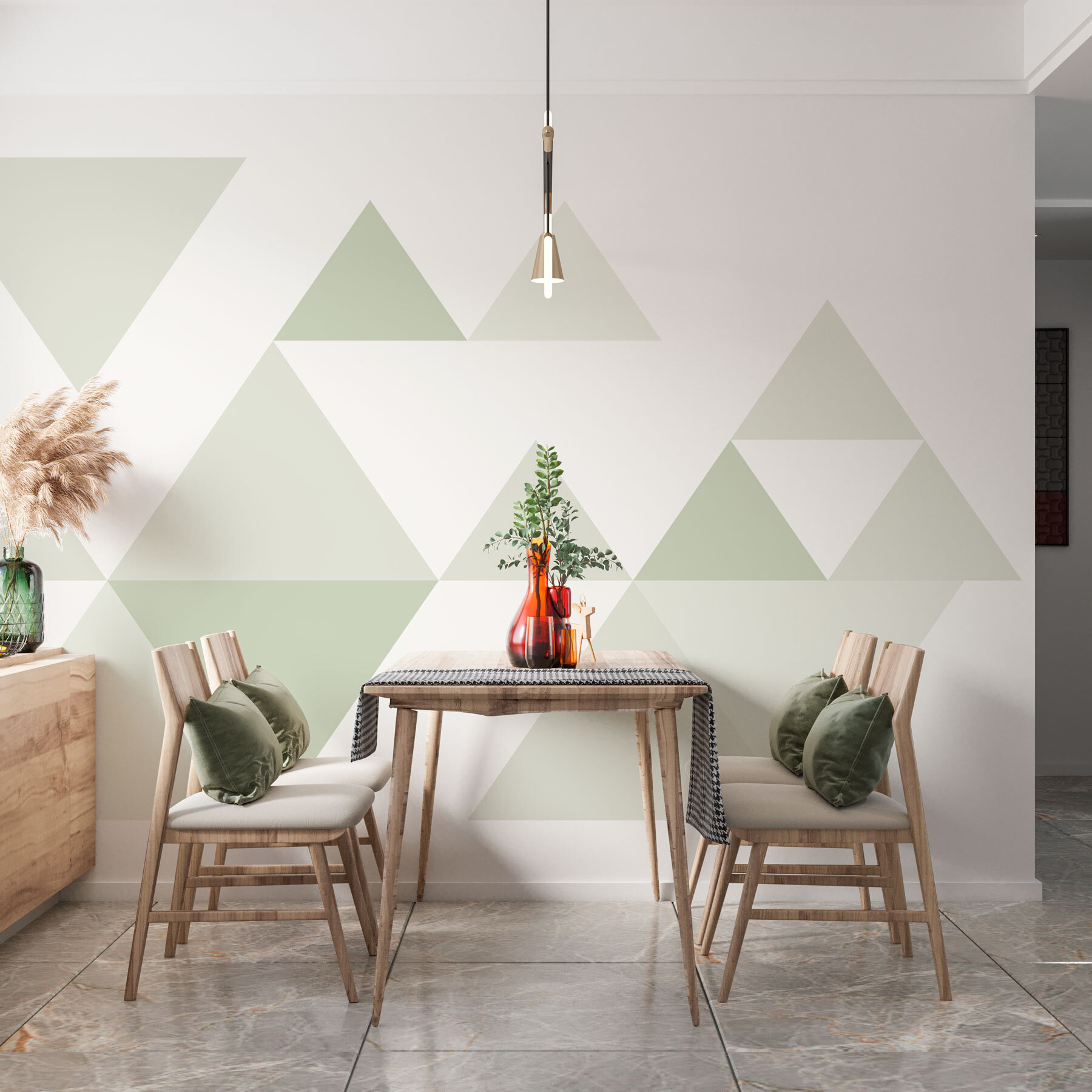 Group of triangles in a row