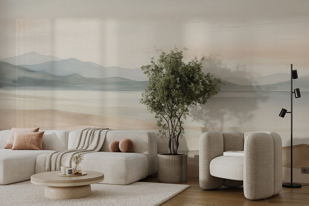 Landscape with hills and fog