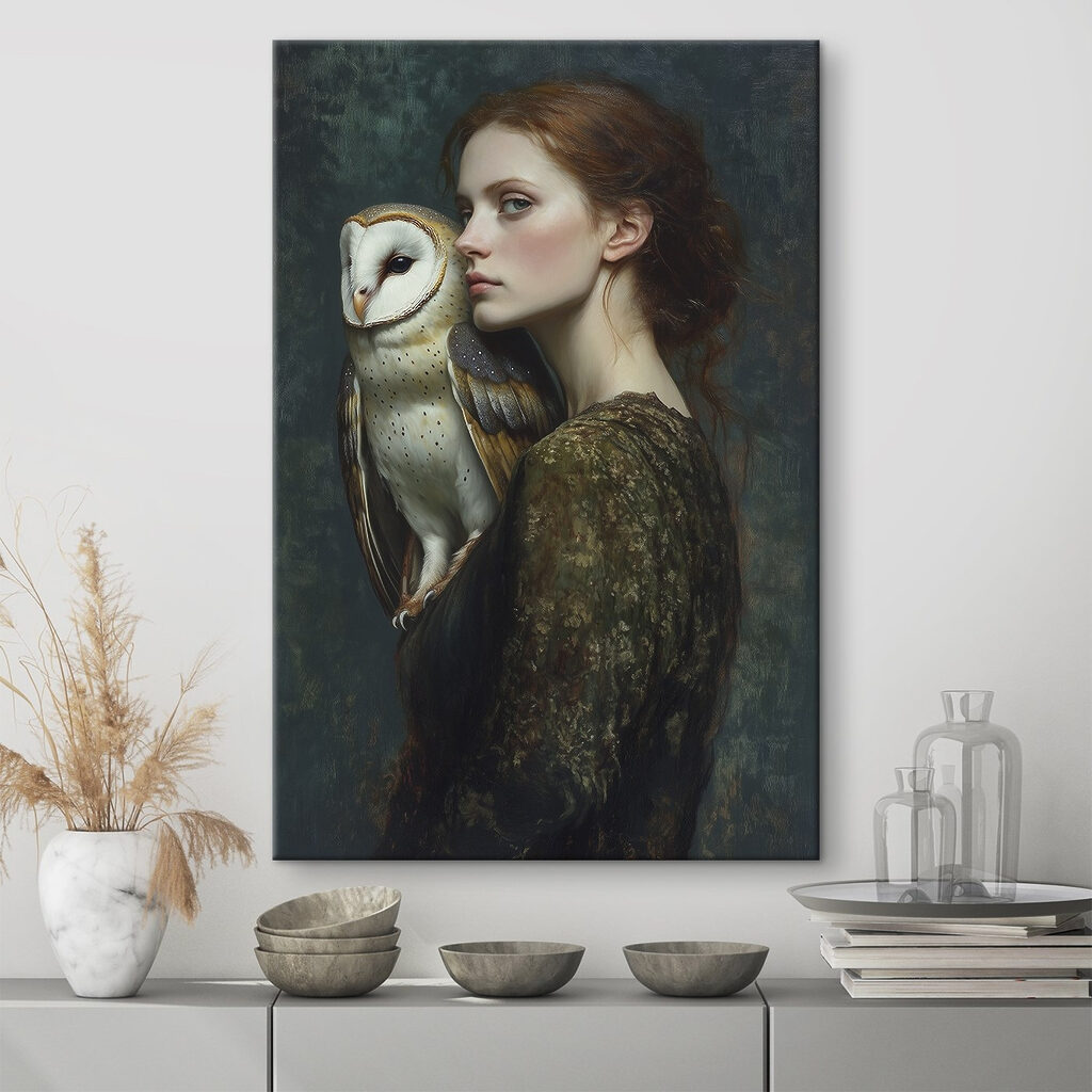 Woman holding an owl Woman holding an owl