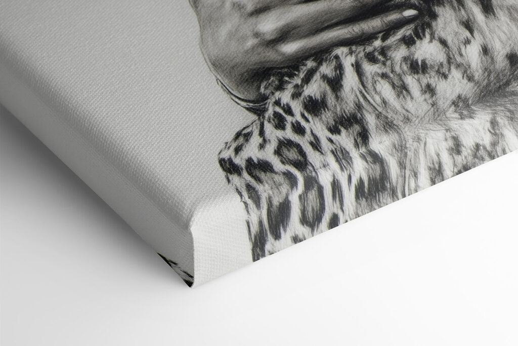 Drawing of a woman hugging a leopard