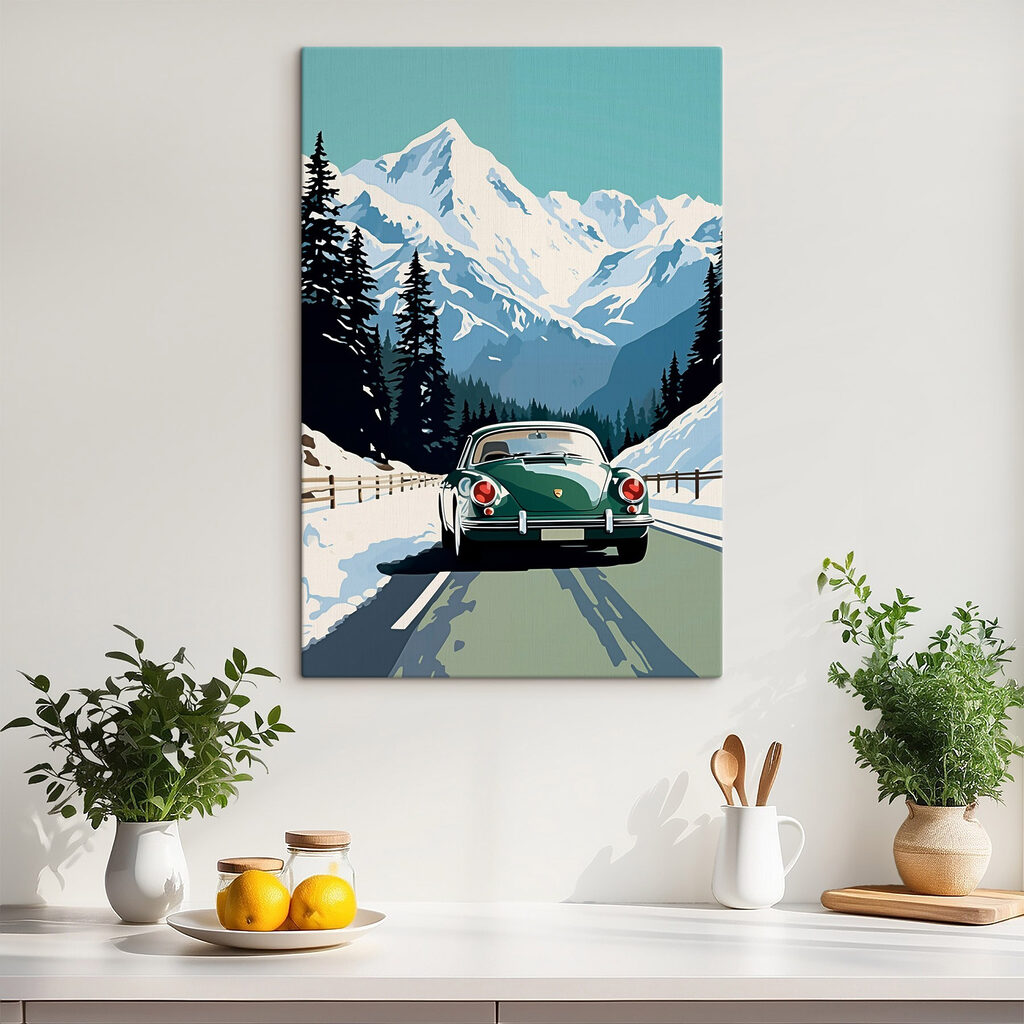 Car driving on a snowy road Car driving on a snowy road