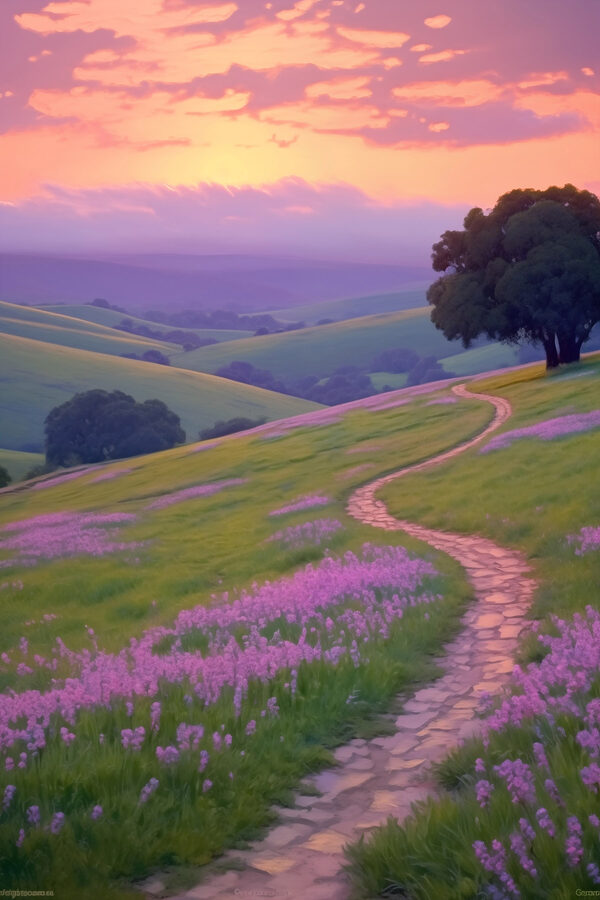 Path through a field of purple flowers Path through a field of purple flowers