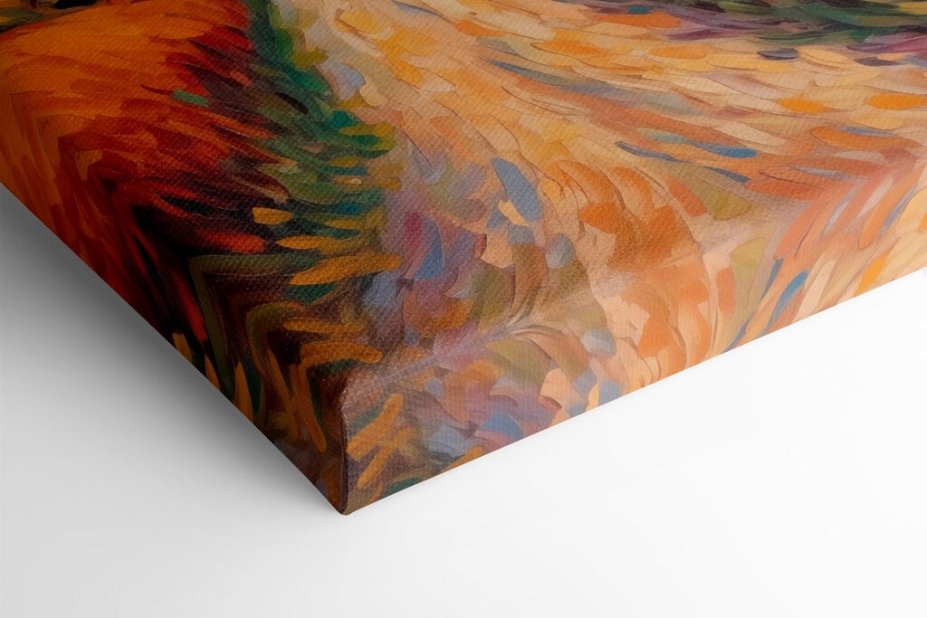 Painting of a house in a wheat field