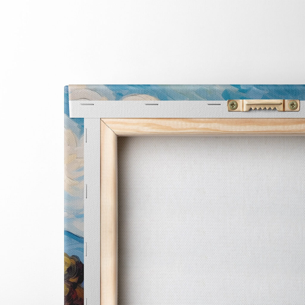 Painting of a house in a wheat field