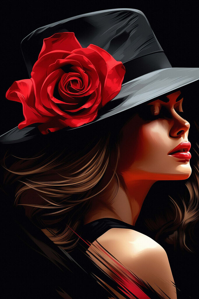 Woman with a rose in her hat