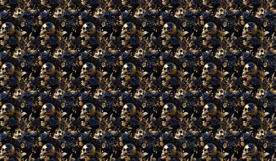 Pattern of skulls and flowers Pattern of skulls and flowers