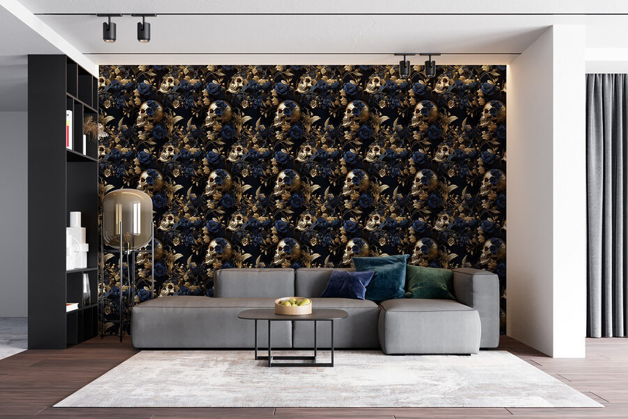 Pattern of skulls and flowers Pattern of skulls and flowers