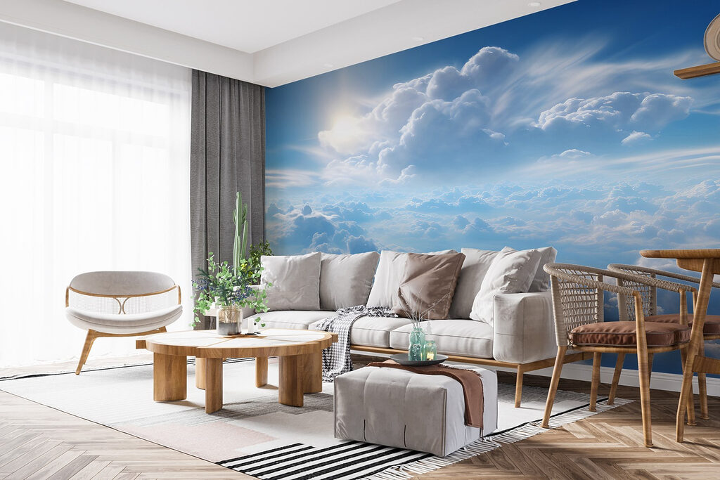 Clouds and blue sky with clouds and the sun