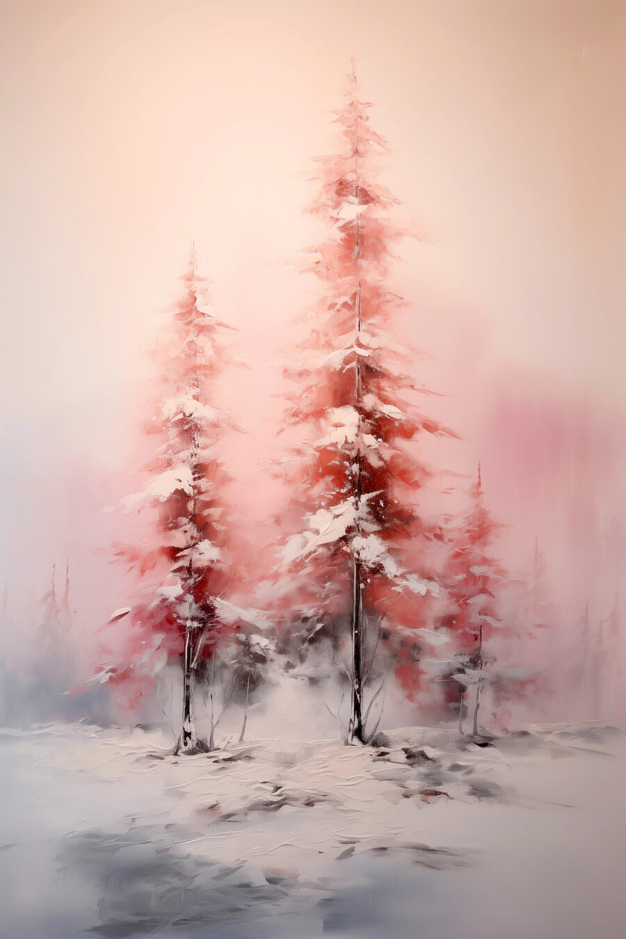 Painting of trees covered in snow Painting of trees covered in snow
