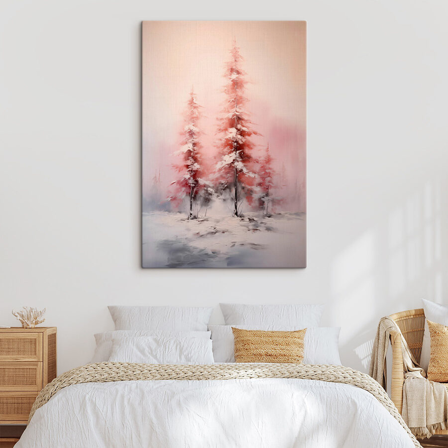 Painting of trees covered in snow Painting of trees covered in snow