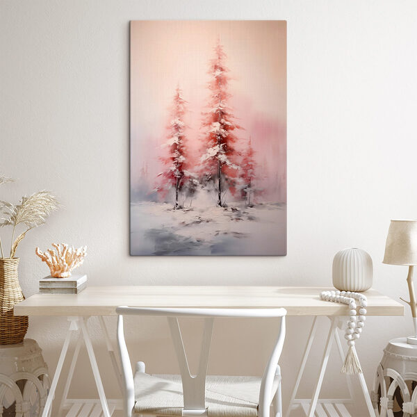 Painting of trees covered in snow Painting of trees covered in snow