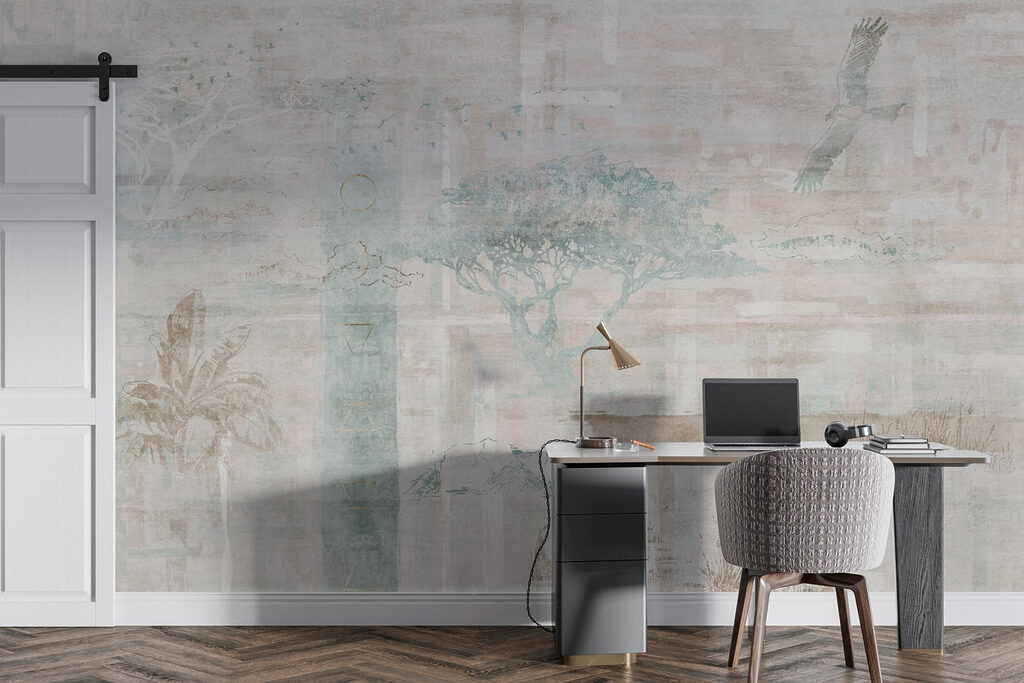 Wallpaper with trees and birds Wallpaper with trees and birds