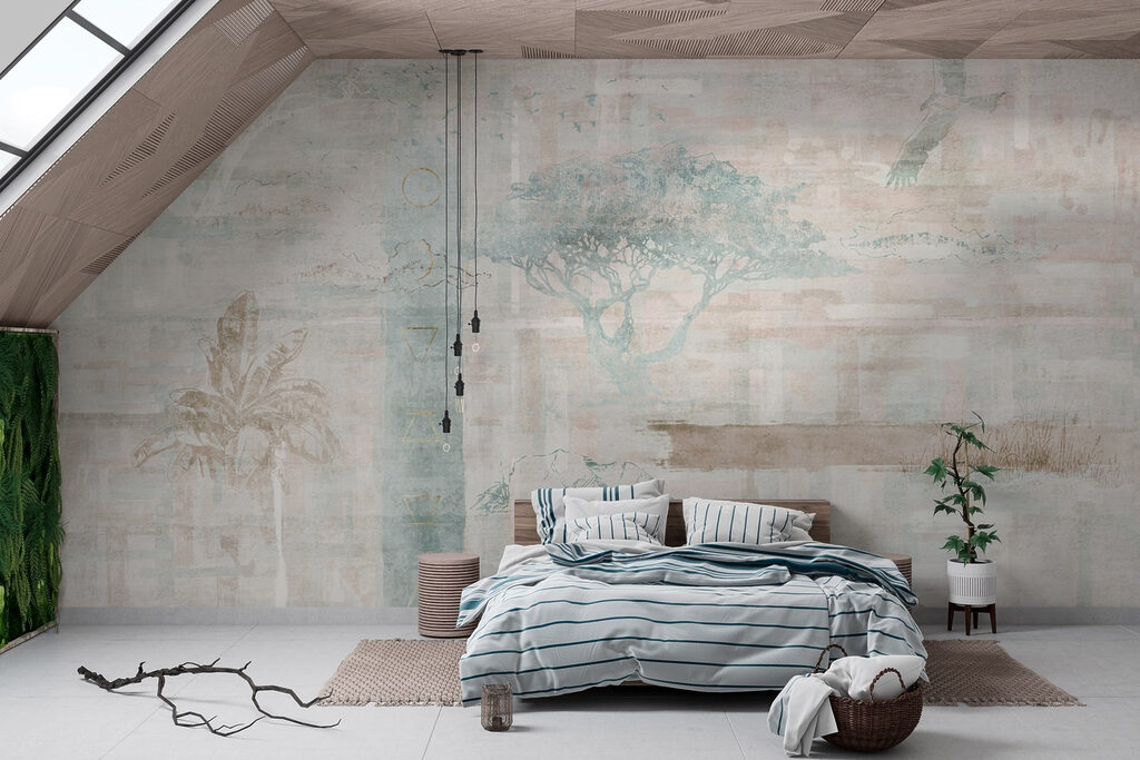 Wallpaper with trees and birds Wallpaper with trees and birds