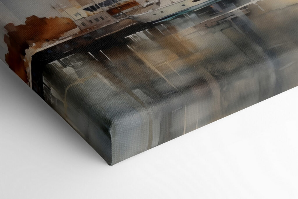 Watercolor of a bridge and a city Watercolor of a bridge and a city