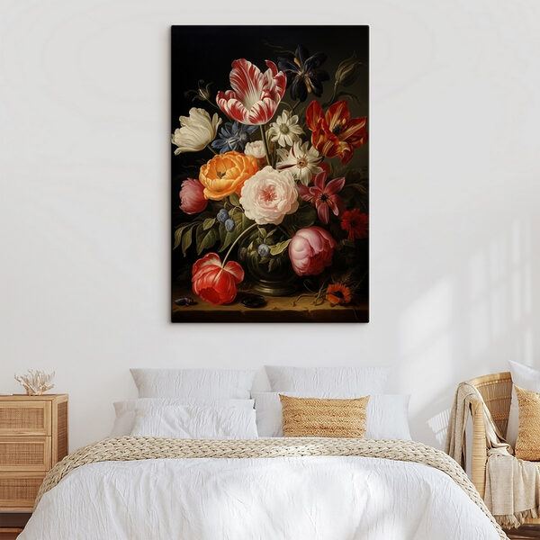 Painting of flowers on a black background Painting of flowers on a black background