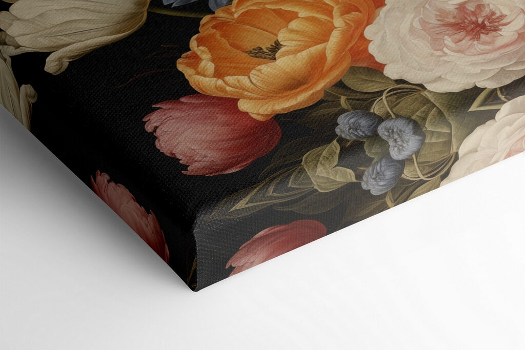 Painting of flowers on a black background