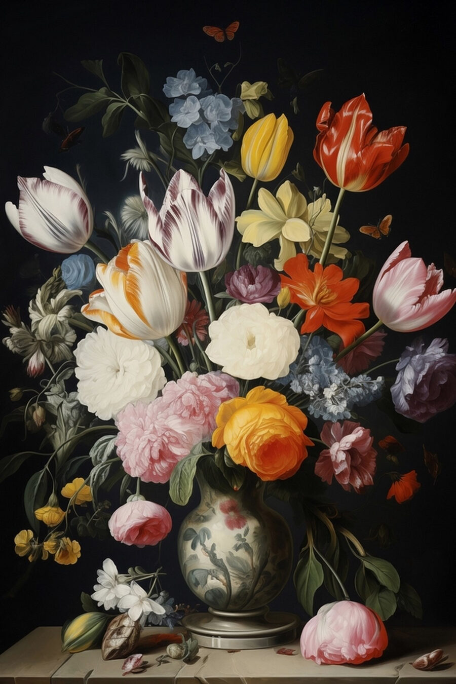 Vase of flowers with butterflies Vase of flowers with butterflies