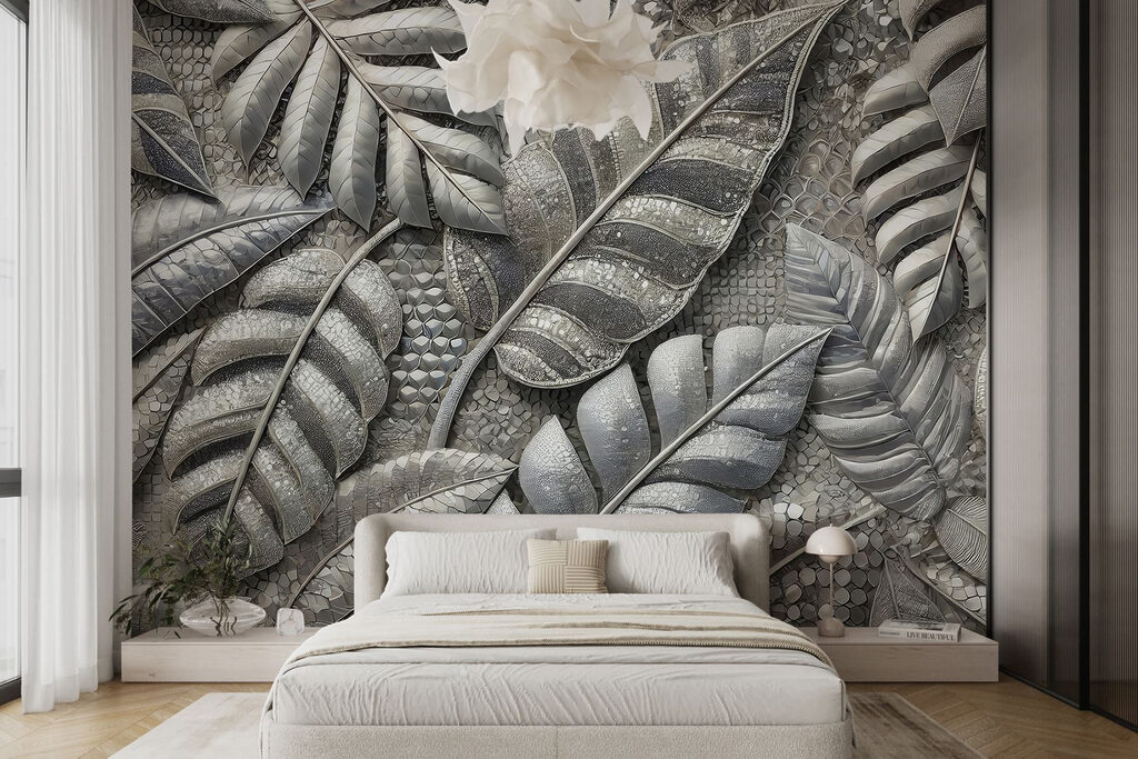 Textured leaves in muted tones