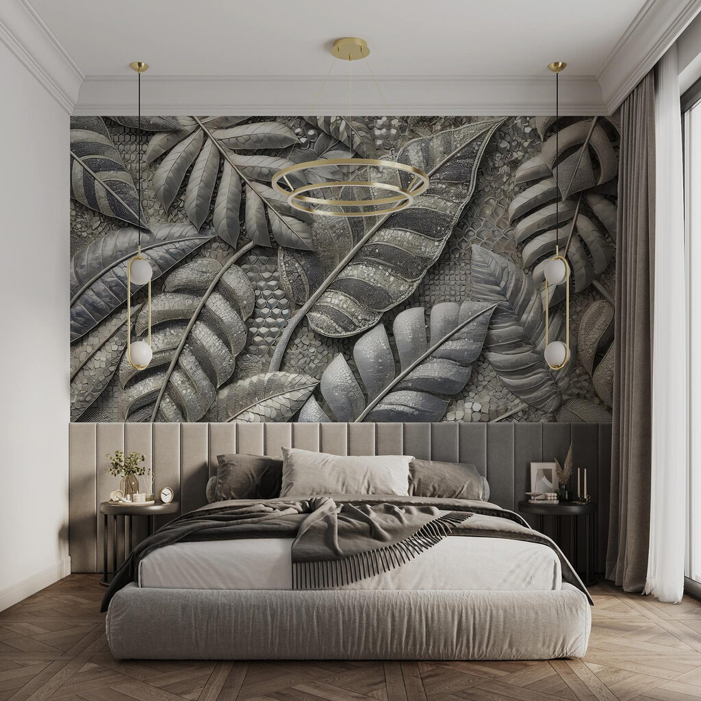 Textured leaves in muted tones