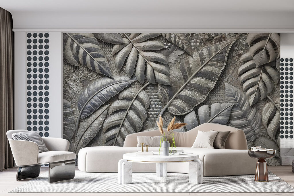 Textured leaves in muted tones