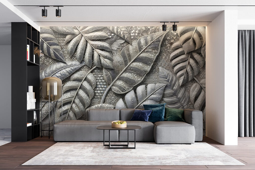 Textured leaves in muted tones