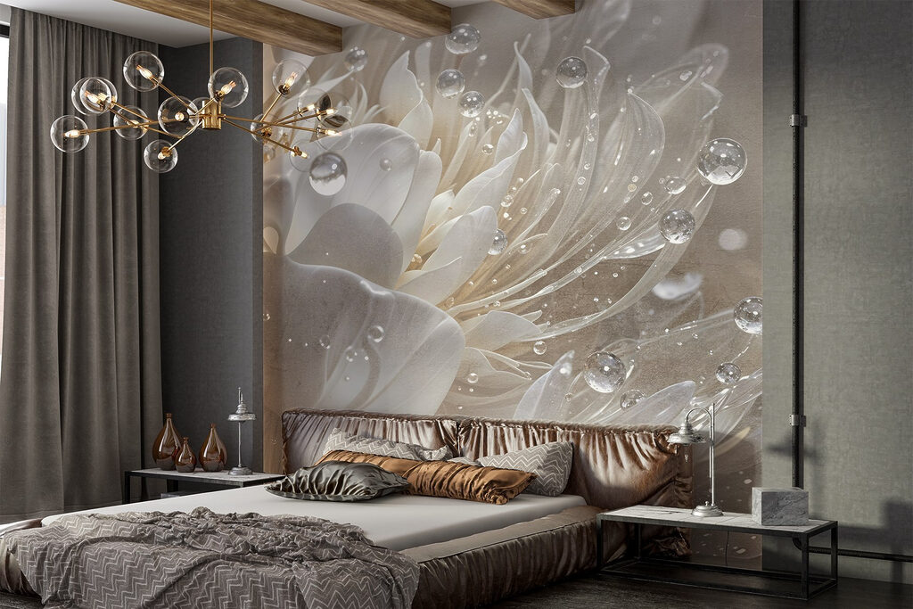 Delicate petals with sparkling droplets