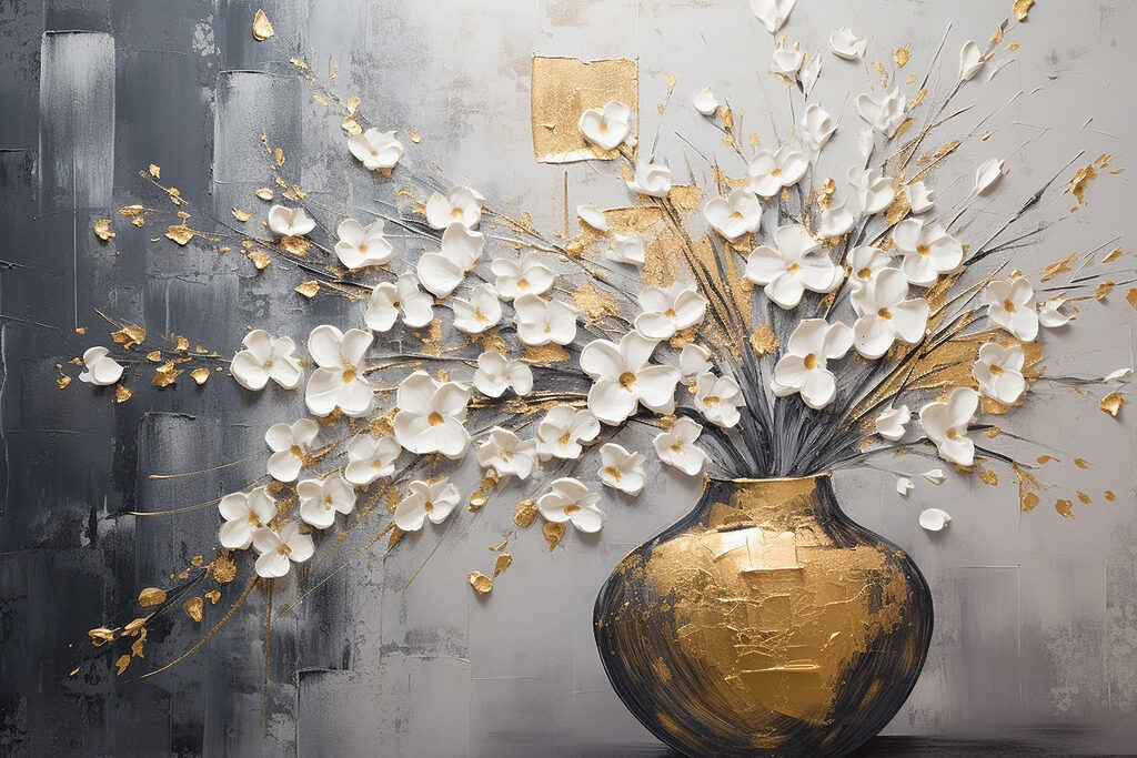 Painting of flowers in a vase Painting of flowers in a vase