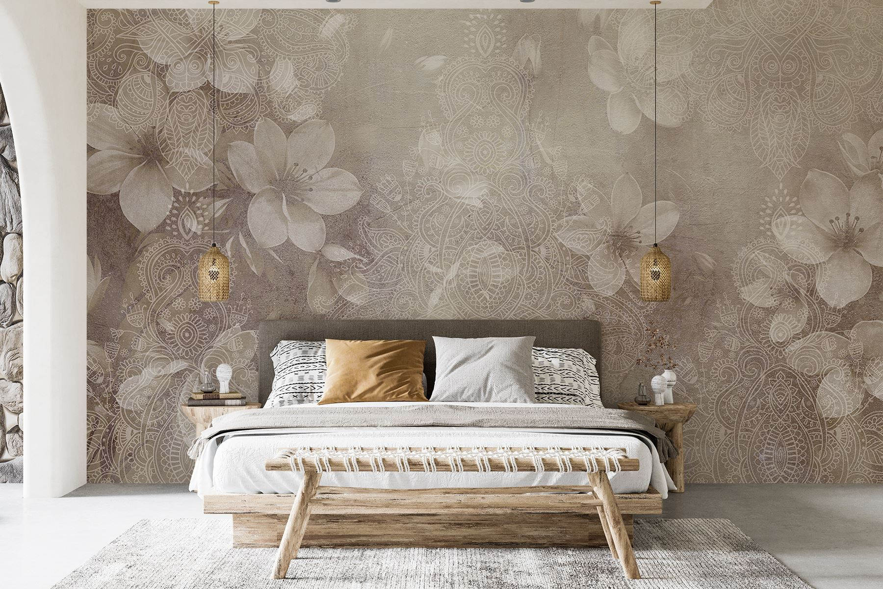 White flowers on a grey background