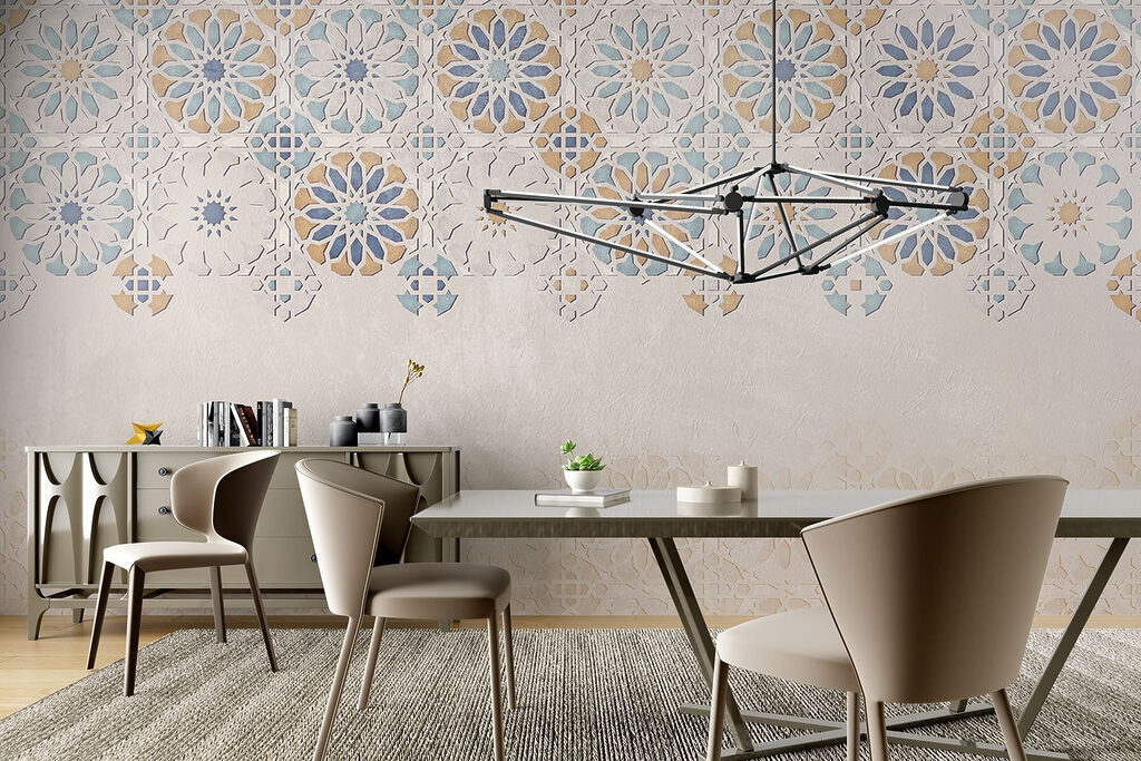 Wall with a pattern of flowers