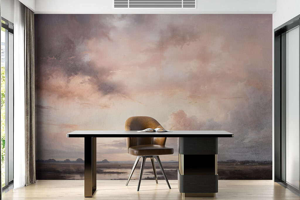 Landscape with a body of water and clouds Landscape with a body of water and clouds