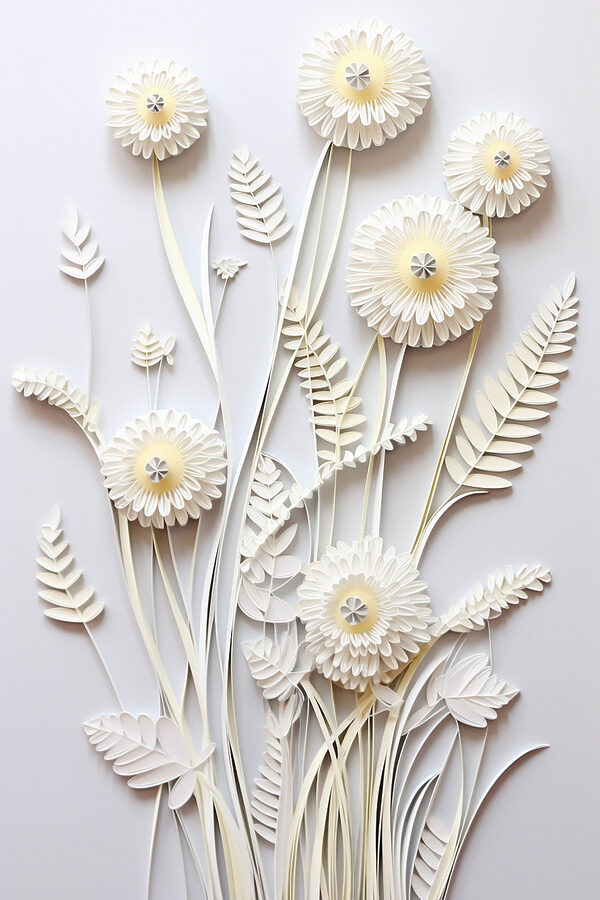 White paper cutout flowers White paper cutout flowers