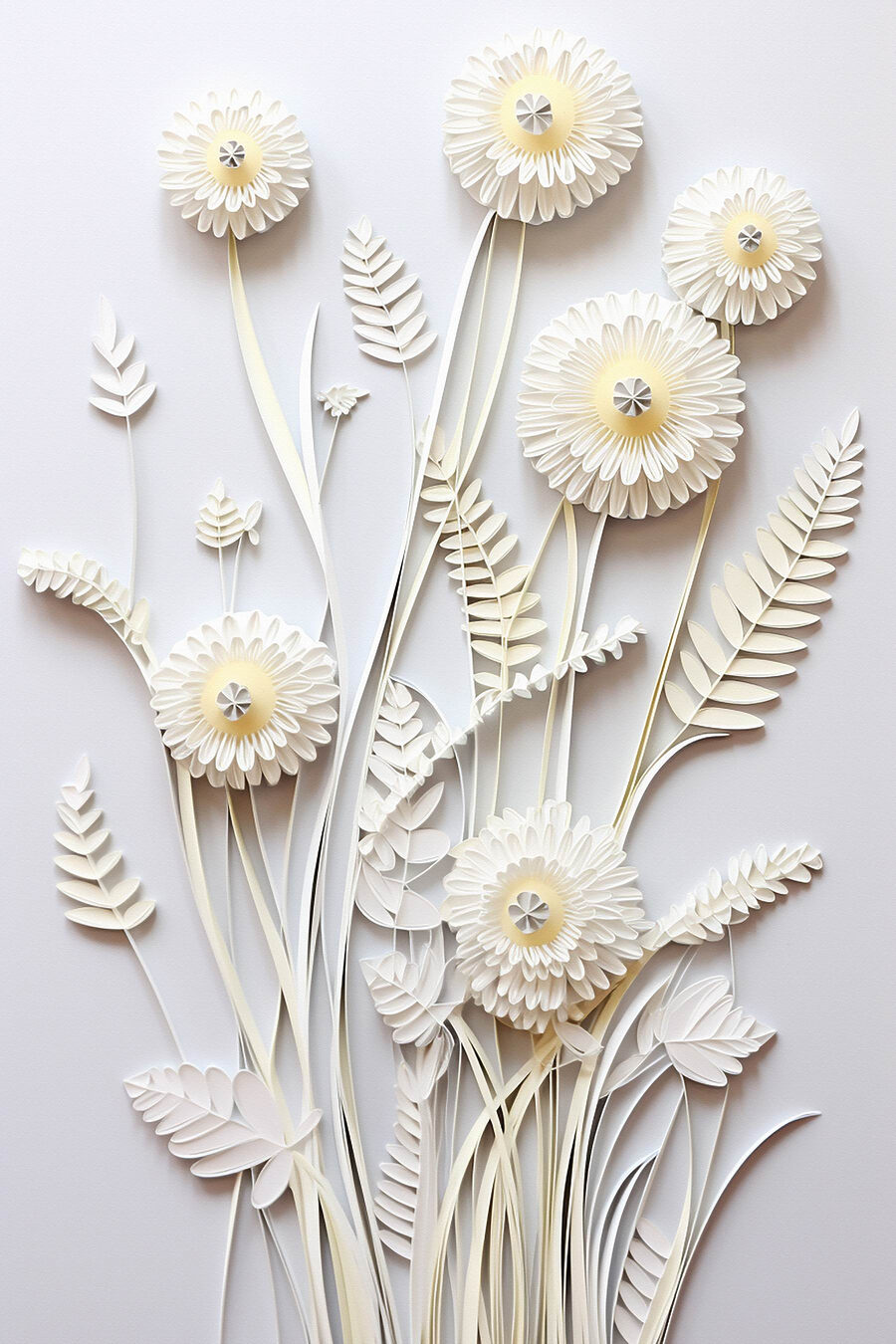 White paper cutout flowers White paper cutout flowers