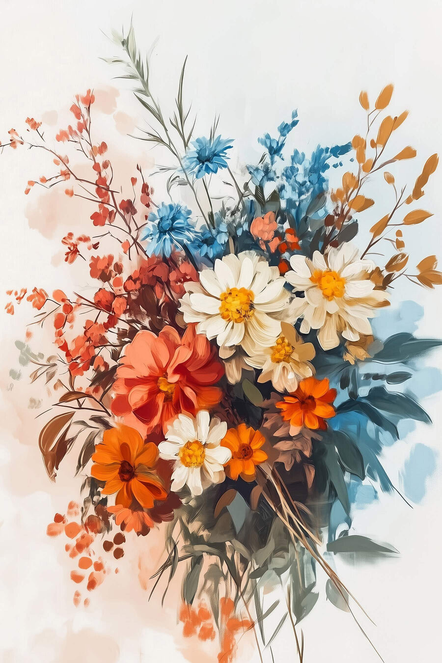 Painting of flowers in a vase Painting of flowers in a vase